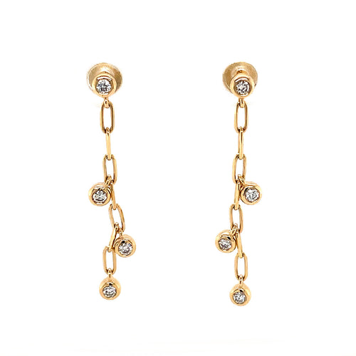 Diamond Bezel Paperclip Drop Earrings