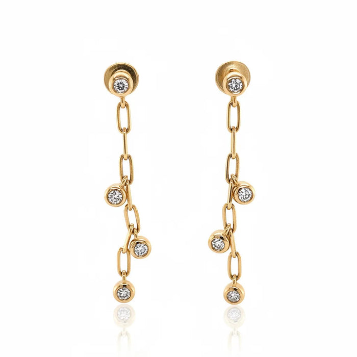 Diamond Bezel Paperclip Drop Earrings