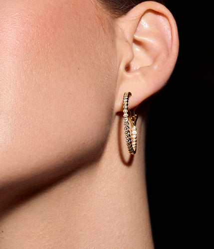 Large Diamond Hex Hoop Earrings Image 2