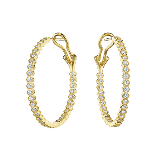 Large Diamond Hex Hoop Earrings