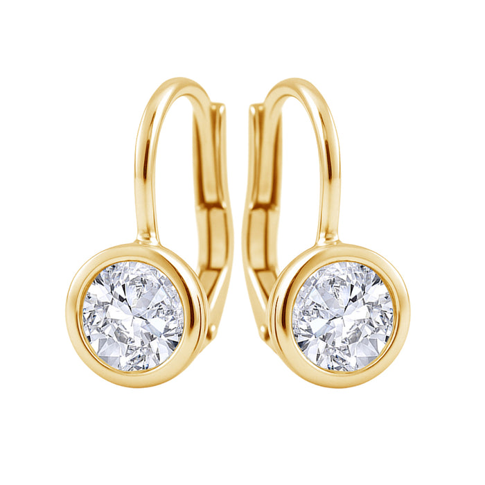 Round Diamond Bezel Drop Earrings
