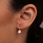 Emerald Cut Diamond Bezel Drop Earrings