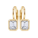 Emerald Cut Diamond Bezel Drop Earrings