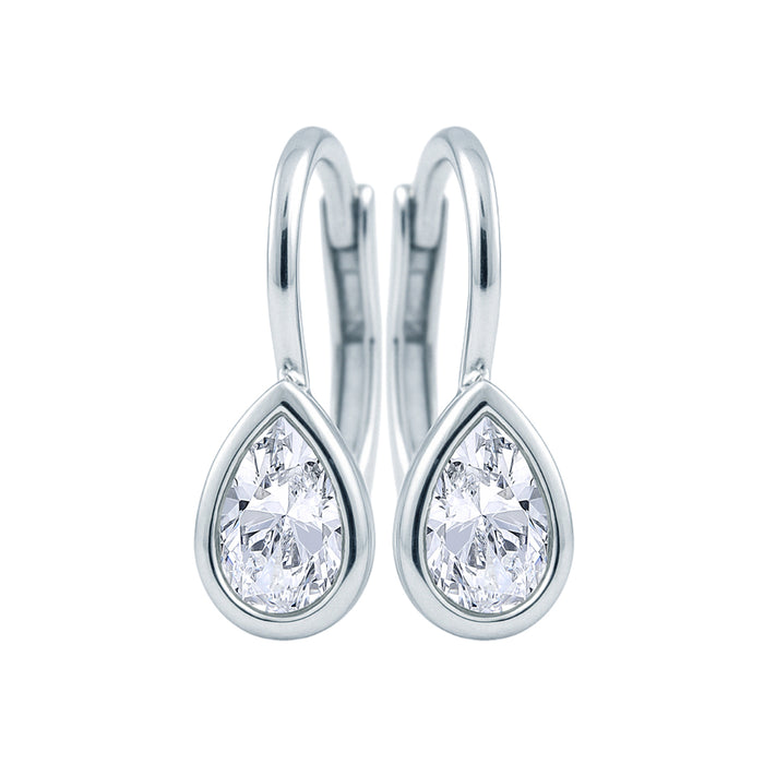 Pear Diamond Bezel Drop Earrings