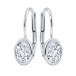 Oval Diamond Bezel Drop Earrings