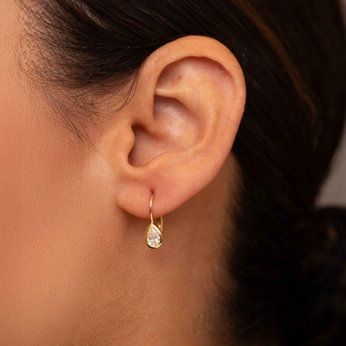 Pear Diamond Bezel Drop Earrings Image 2