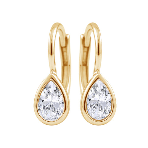 Pear Diamond Bezel Drop Earrings