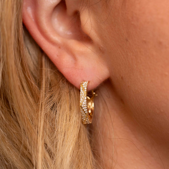 Diamond Hex Hoop Earrings