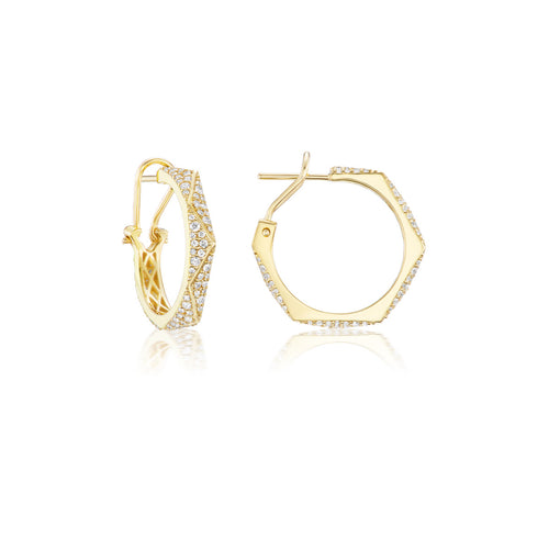 Diamond Hex Hoop Earrings