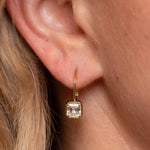 Square Emerald Diamond Drop Earrings