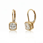 Square Emerald Diamond Drop Earrings