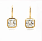 Square Emerald Diamond Drop Earrings