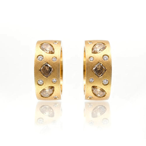 Fancy Diamond Hoop Earrings