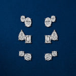 Duo Diamond Oval Stud Earrings