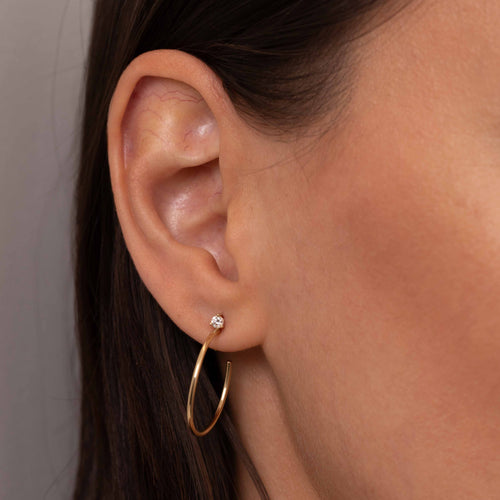 Small Diamond Hoop Earrings Image 2