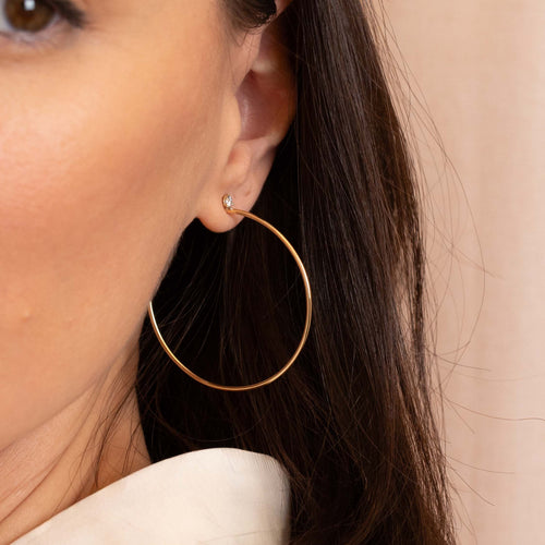 Large Diamond Hoop Earrings Image 2