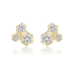 Diamond Cluster Hex Stud Earrings