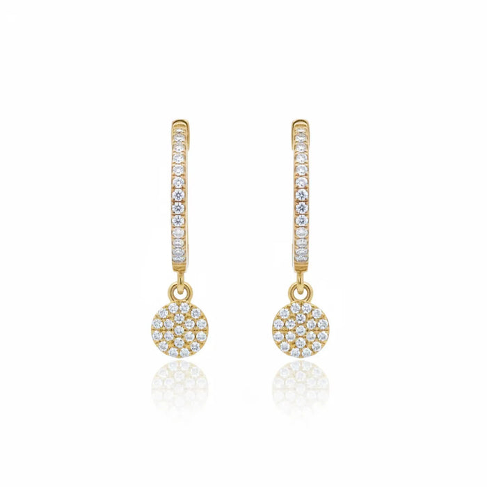 Diamond Disc Drop Huggie Earrings