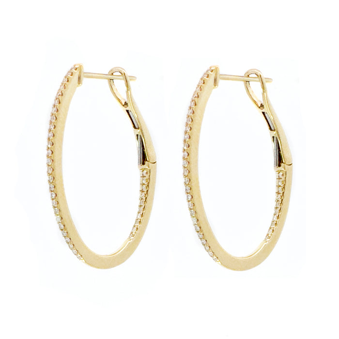 Medium Diamond Oval Inside-Out Hoop Earrings