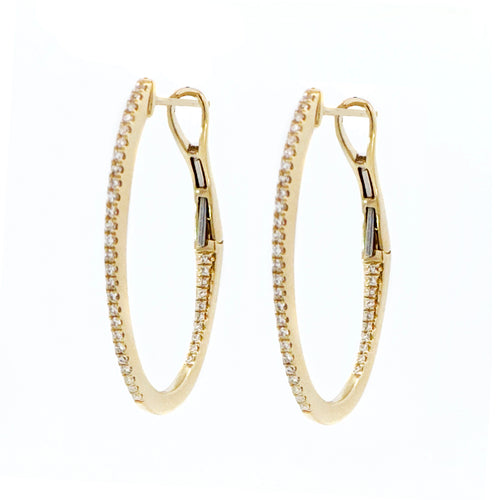 Medium Diamond Oval Inside-Out Hoop Earrings