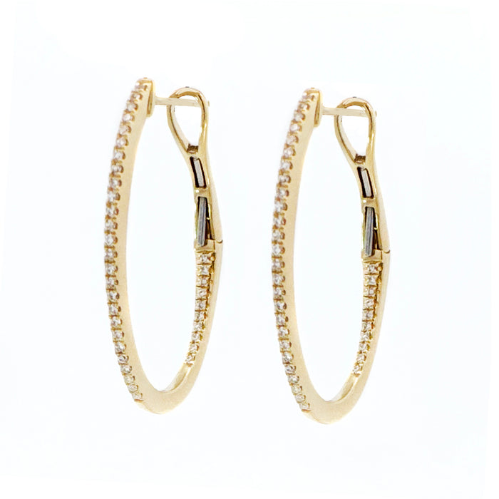 Medium Diamond Oval Inside-Out Hoop Earrings