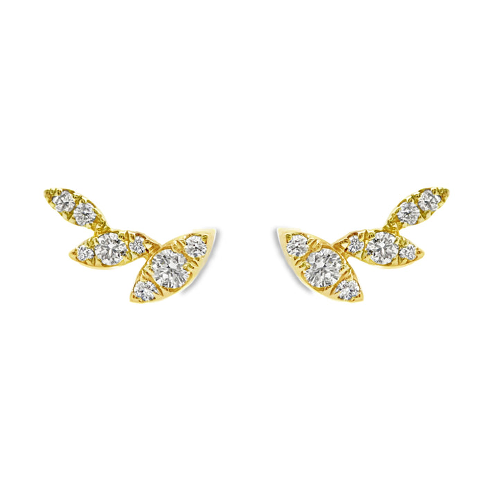 Diamond Leaf Studded Earrings