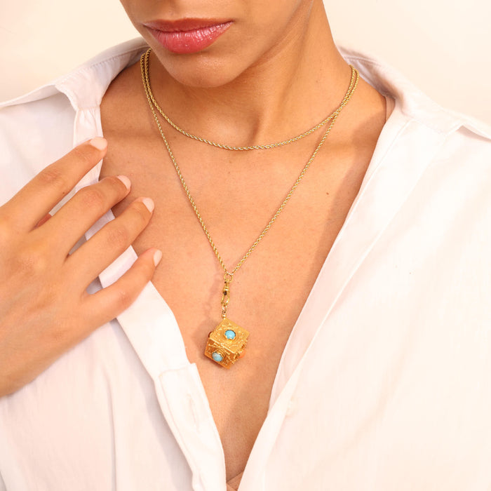 Box Charm with Cabochon Gemstones
