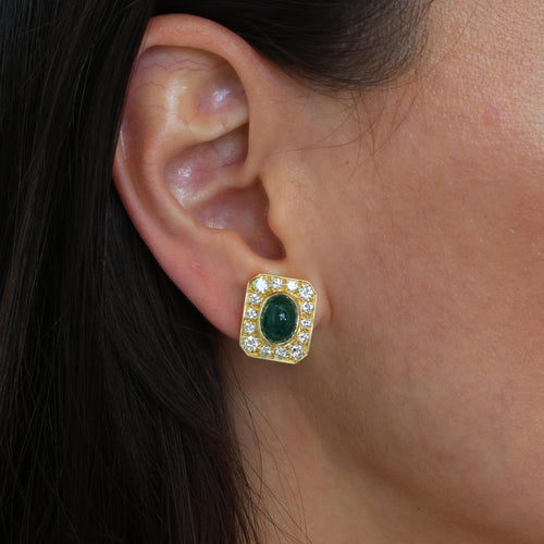 Emerald and Diamond Clip On Statement Earrings Image 2