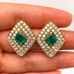 Emerald and Diamond Clip On Earrings