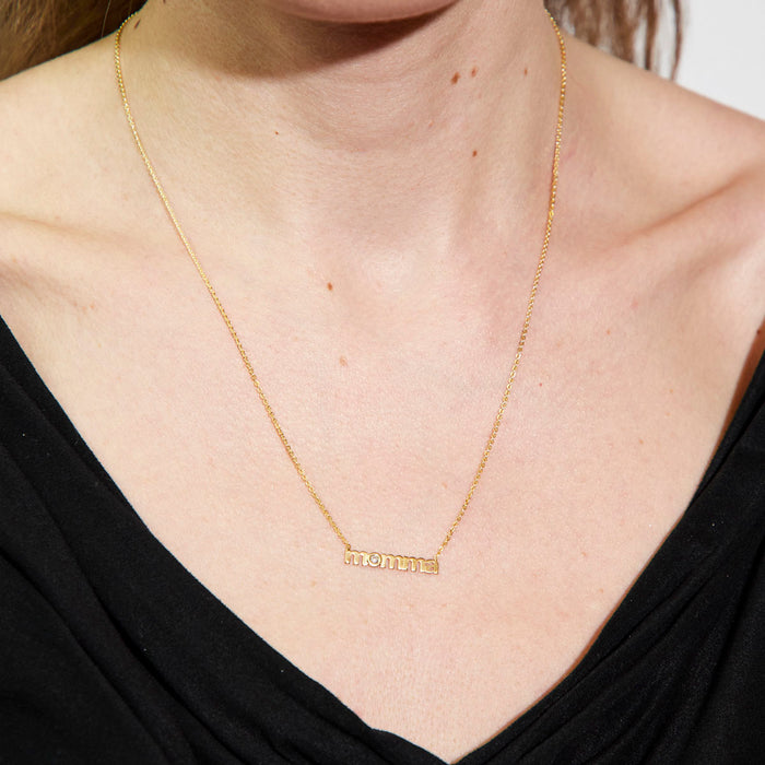 Diamond Lowercase 'Momma' Pendant Necklace