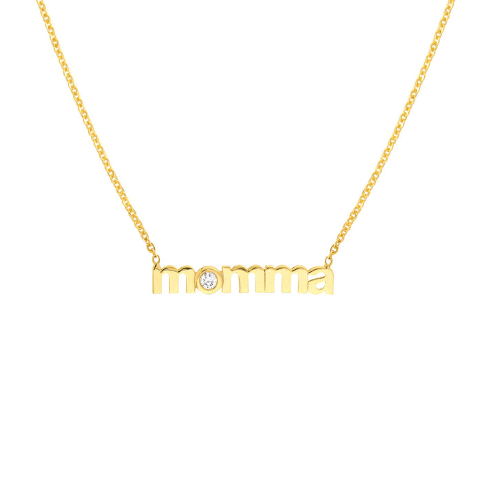Diamond Lowercase 'Momma' Pendant Necklace