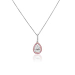 Fancy Pink & Pear Diamond Halo Pendant Necklace