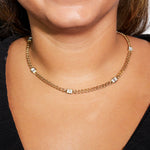 Diamond Station Curb Chain Necklace