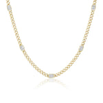 Diamond Station Curb Chain Necklace