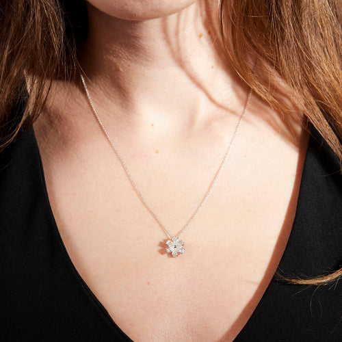 Diamond Flower Pendant Necklace Image 2