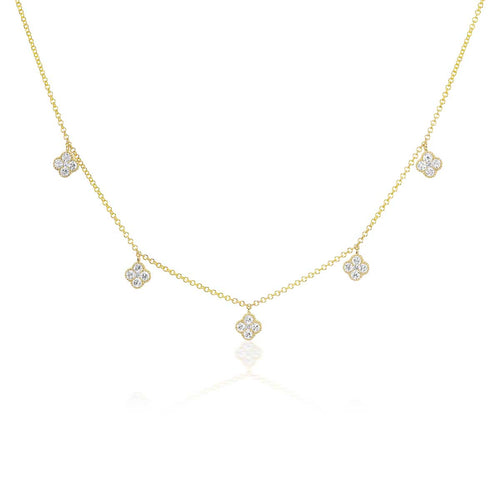 Diamond Clover Drop Necklace