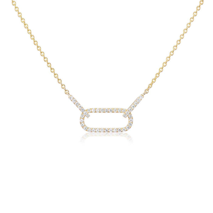 Pavé Diamond Paper Clip Pendant Necklace