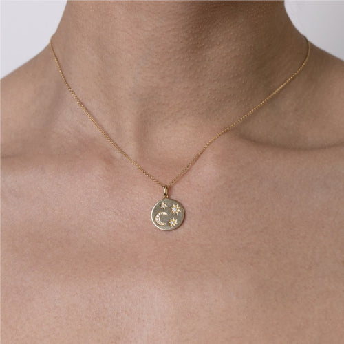 Diamond Celestial Disc Pendant Necklace Image 2