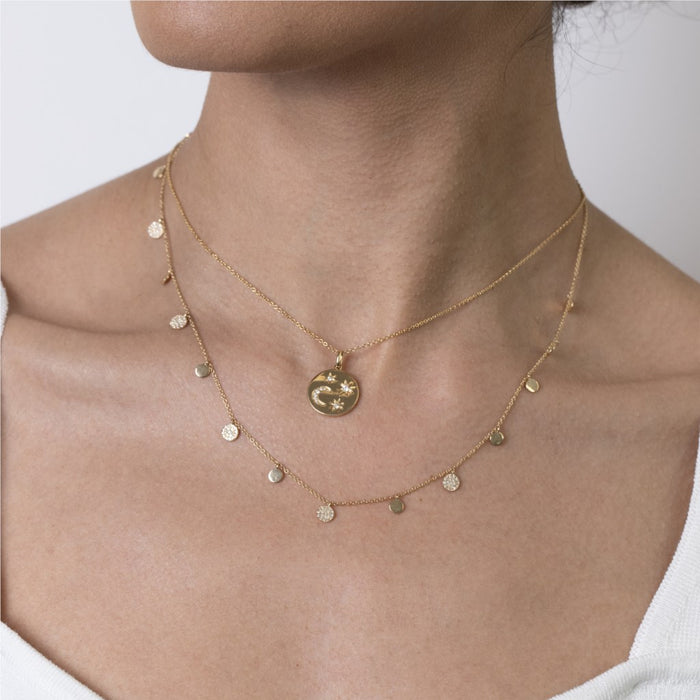Diamond Celestial Disc Pendant Necklace