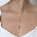 Scattered Diamond Narrow Bar Necklace