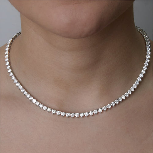 19.00tcw 3-Prong Diamond Tennis Necklace Image 2