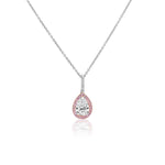 Fancy Pink & Pear Diamond Halo "Petra" Pendant Necklace
