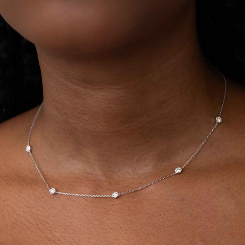 0.74tcw Diamond Hex Station Necklace Image 2