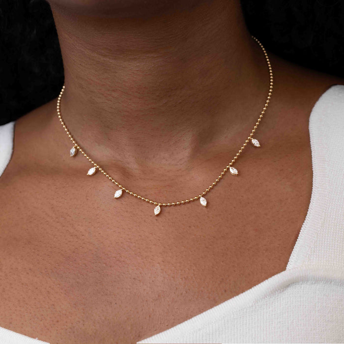 7-Diamond Bead Chain Necklace