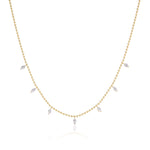7-Diamond Bead Chain Necklace
