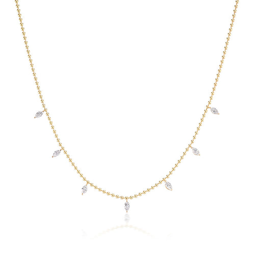 7-Diamond Bead Chain Necklace
