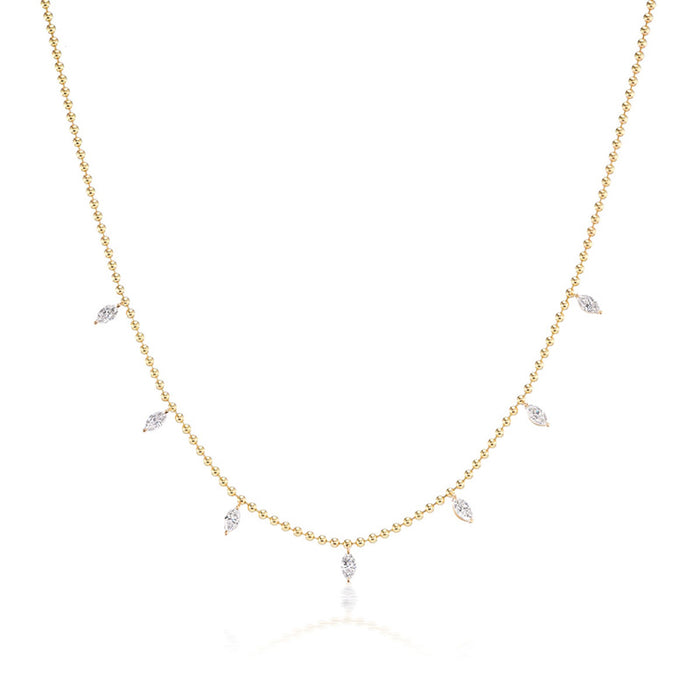 7-Diamond Bead Chain Necklace