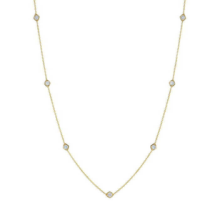 0.72tcw Diamond Hex Station Necklace