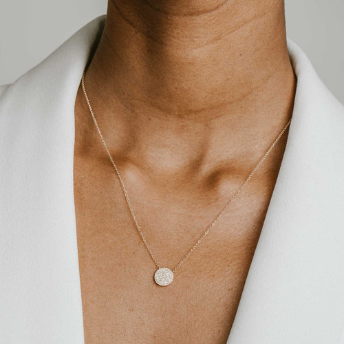 Diamond Pave Disc Pendant Necklace Image 2