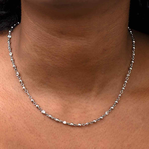 Diamond Rosary Chain Necklace Image 2